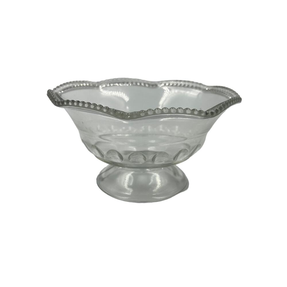 Vintage Carolina Pressed Clear Glass Hobnail Decorative Bowl Compote Dish Footed